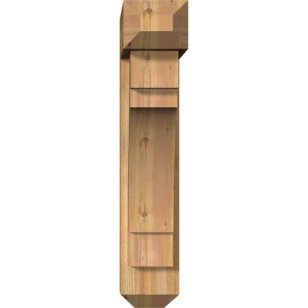 Merced Craftsman Rough Sawn Bracket W/ Offset Brace, Western Red Cedar, 8W X 28D X 40H